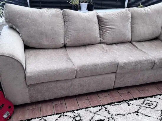 Beige Velvet 4 Seat Sofa