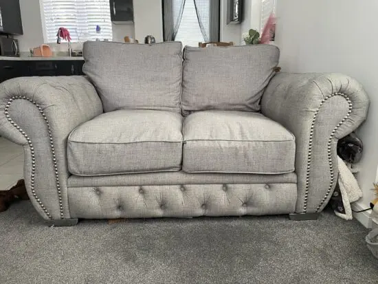 2 x 2 seater Chesterfield style plus storage poof