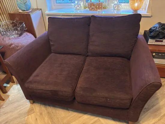 Pair of M&S Sasha small sofas in Plum chenille