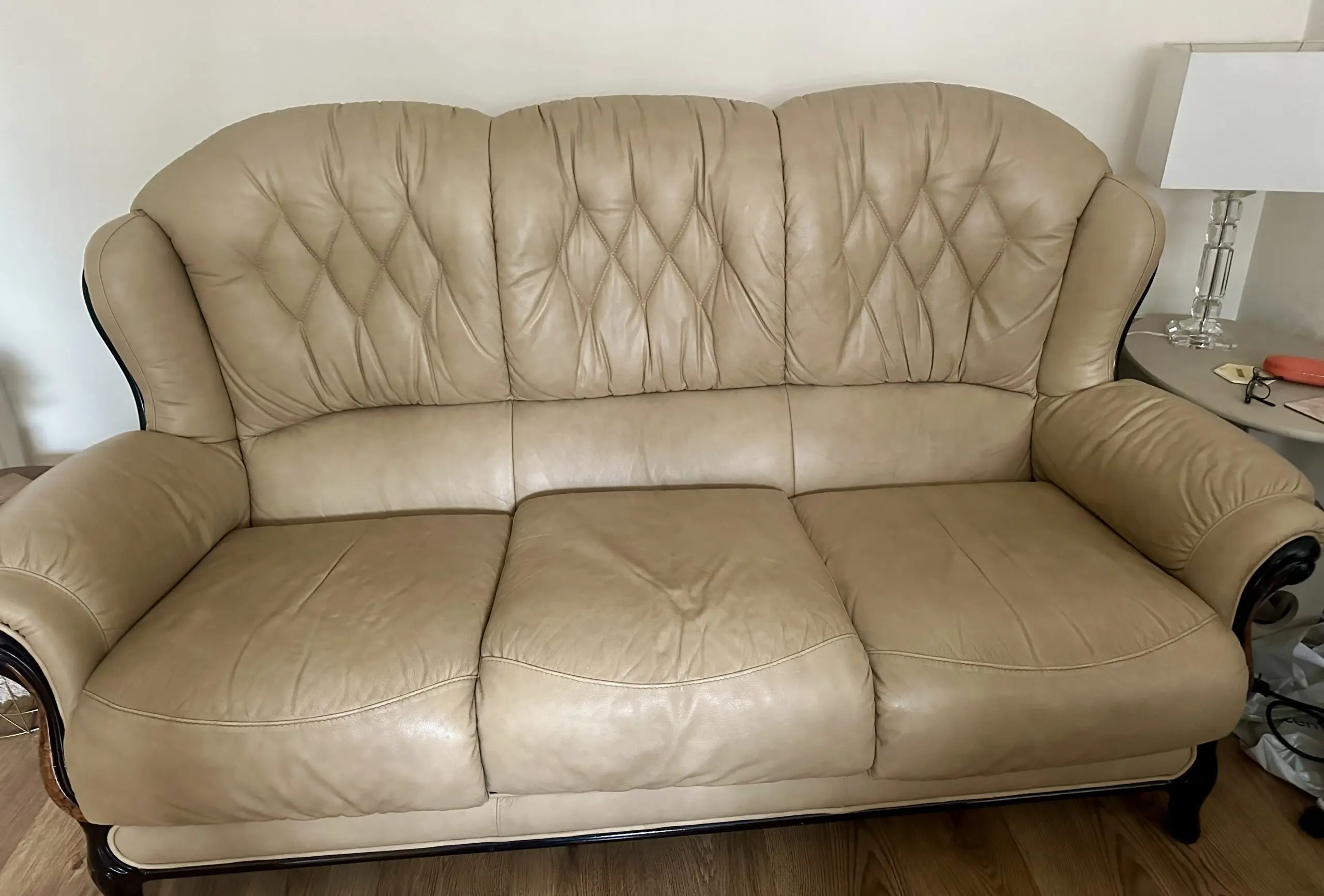 Italian leather well looked after sofa & chairs