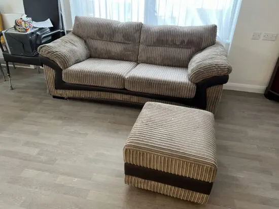 Jumbo Cord Sofa and storage ottoman