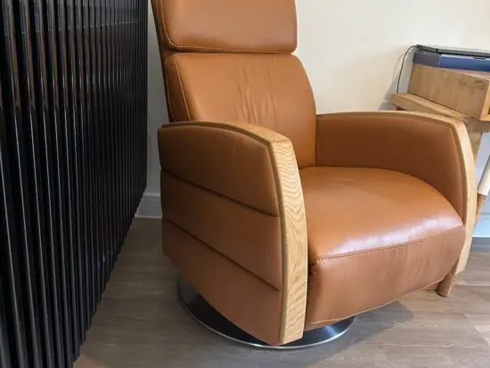 Ercol Noto Recliner - Tan Leather & Oak Arms