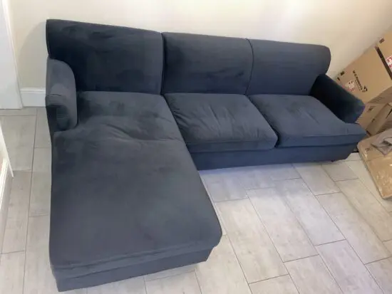 Made.com Orson Left Hand Facing Chaise End Sofa Bed - Velvet Midnight Grey