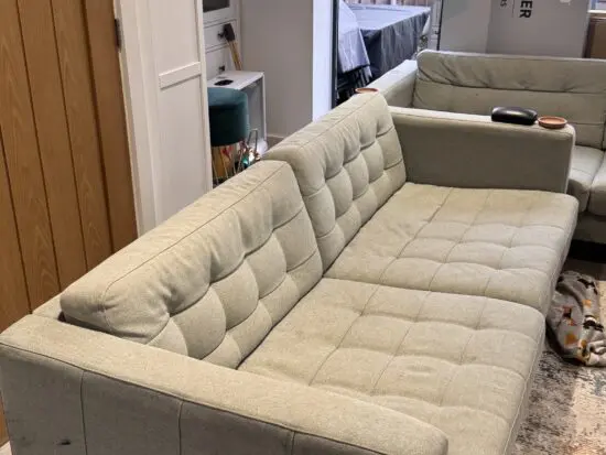 IKEA Landskrona 3 seater couches and matching footstool (light green)