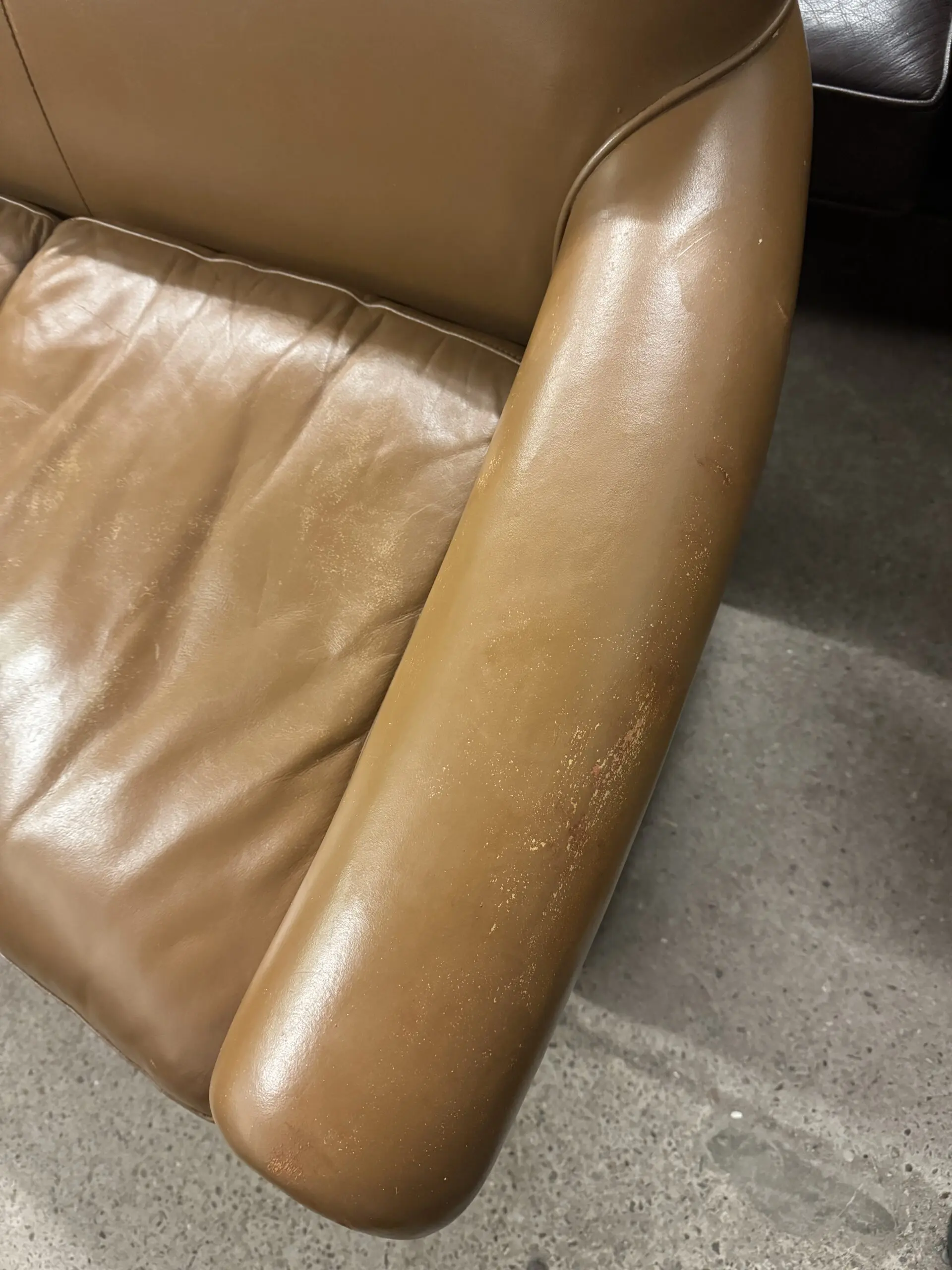 Laura ashley burlington tan real leather two seater sofa