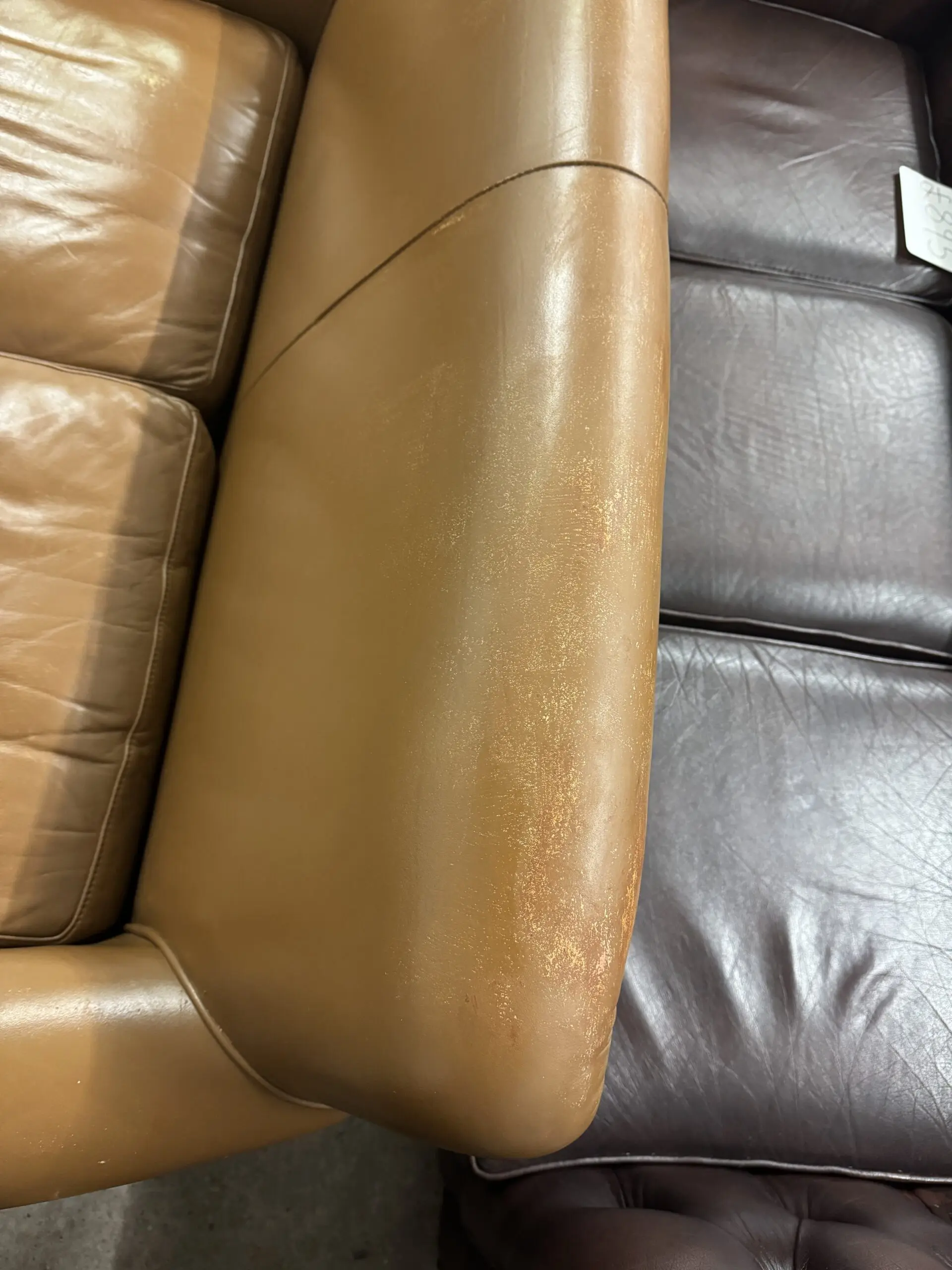 Laura ashley burlington tan real leather two seater sofa
