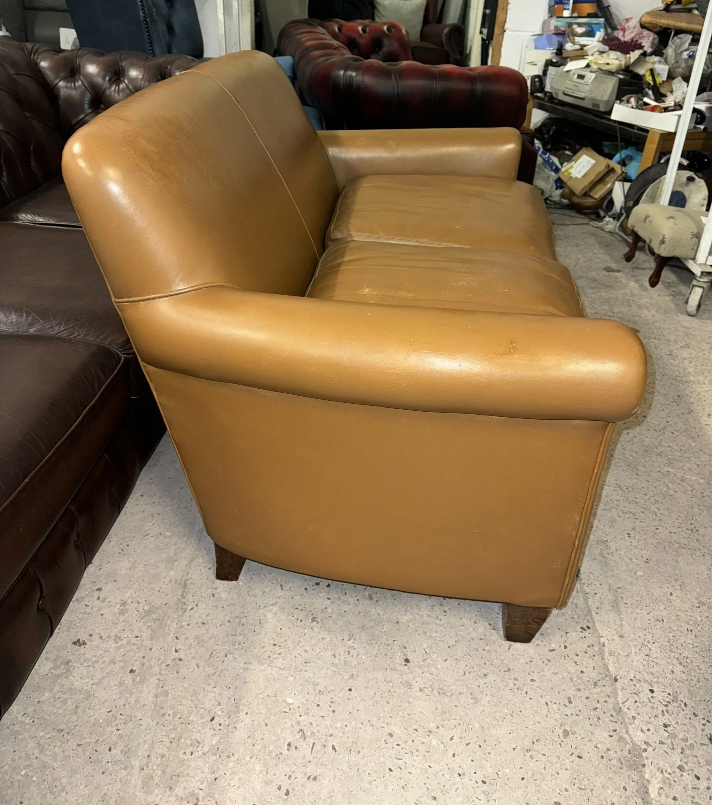 Laura ashley burlington tan real leather two seater sofa