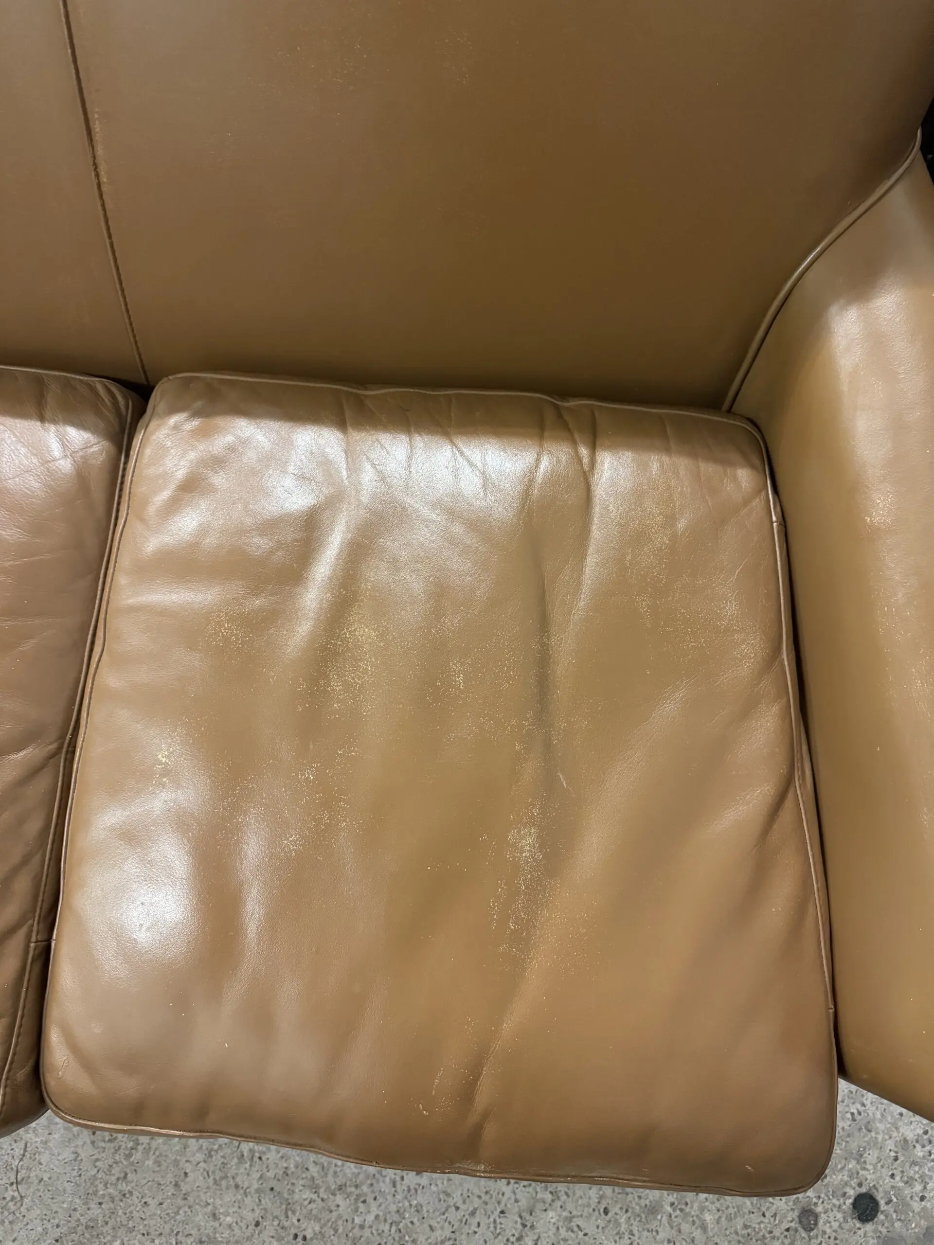 Laura ashley burlington tan real leather two seater sofa