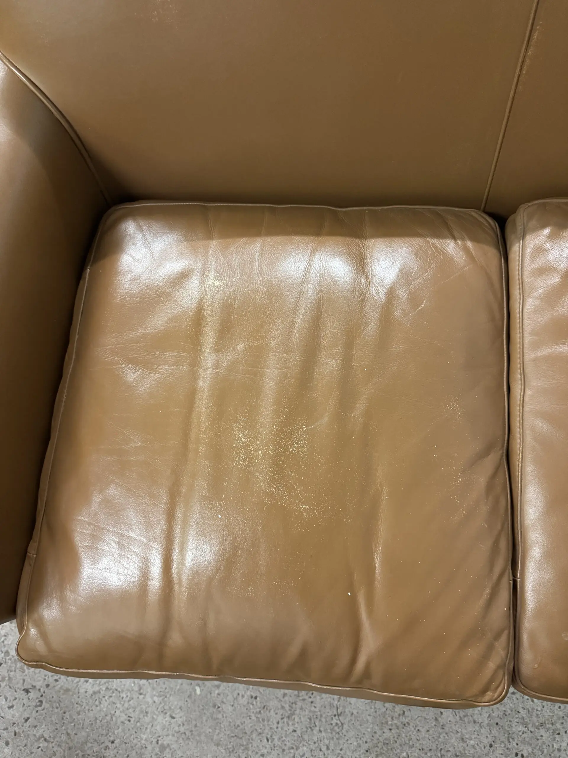 Laura ashley burlington tan real leather two seater sofa
