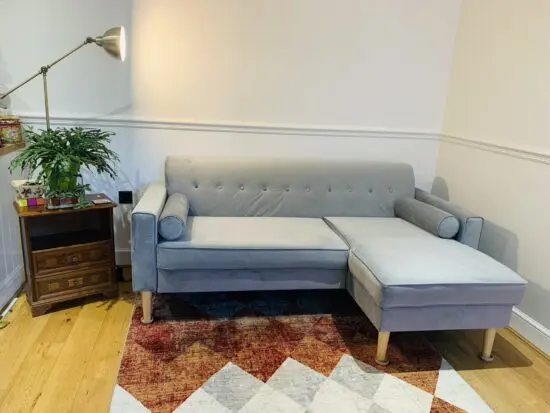 3 seater L-shaped sofa and footstool - Silver Grey velvet - Idris - Furniture123