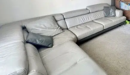 DFS Grey leather sofa