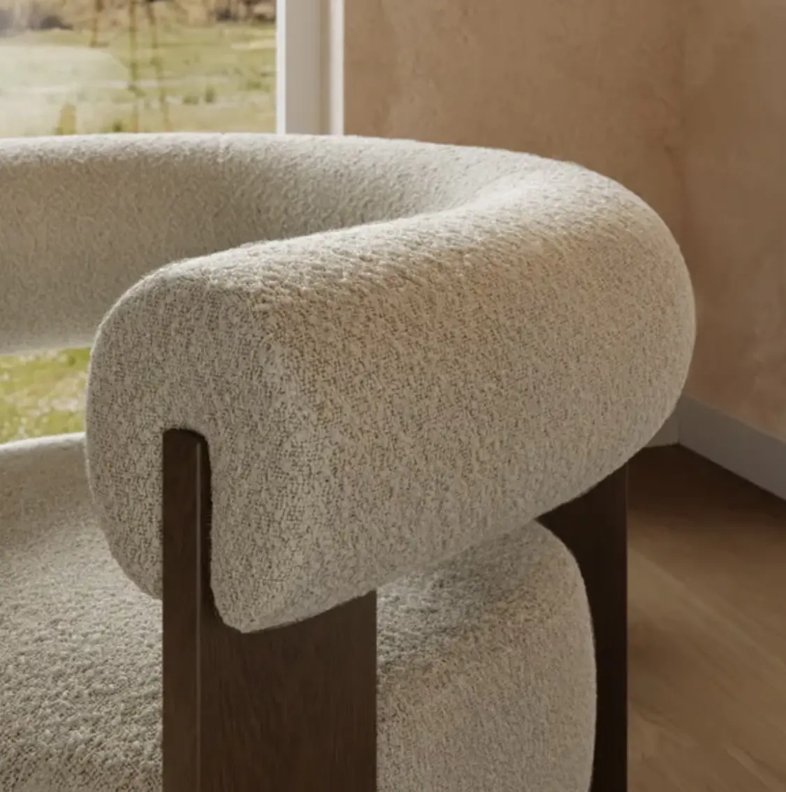 Fallon Tonal Boucle Bolster Accent Chair