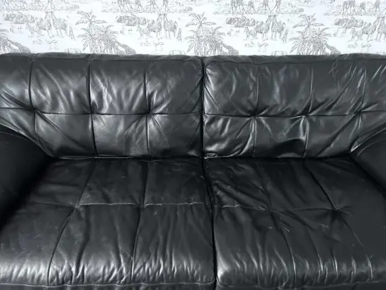 Black leather sofa