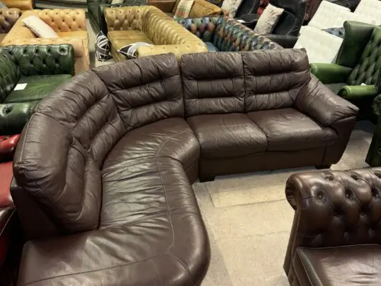 DFS Brown real leather corner sofa in 2 sections