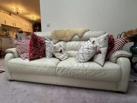 3 seater sofa white leather