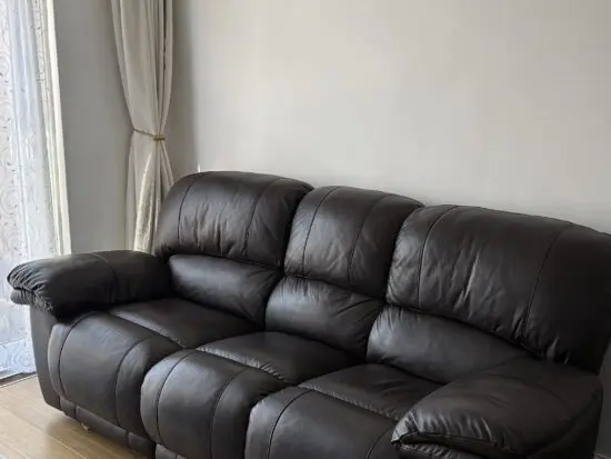 DFS Dark Brown Genuine Leather 3 seater sofa recliner