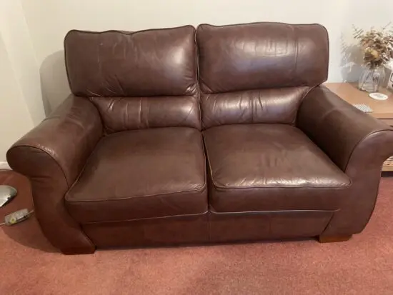 Brown leather 2 seater sofa