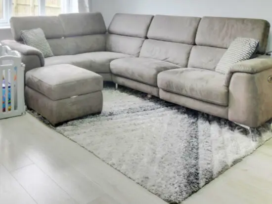 Grey suede corner sofa