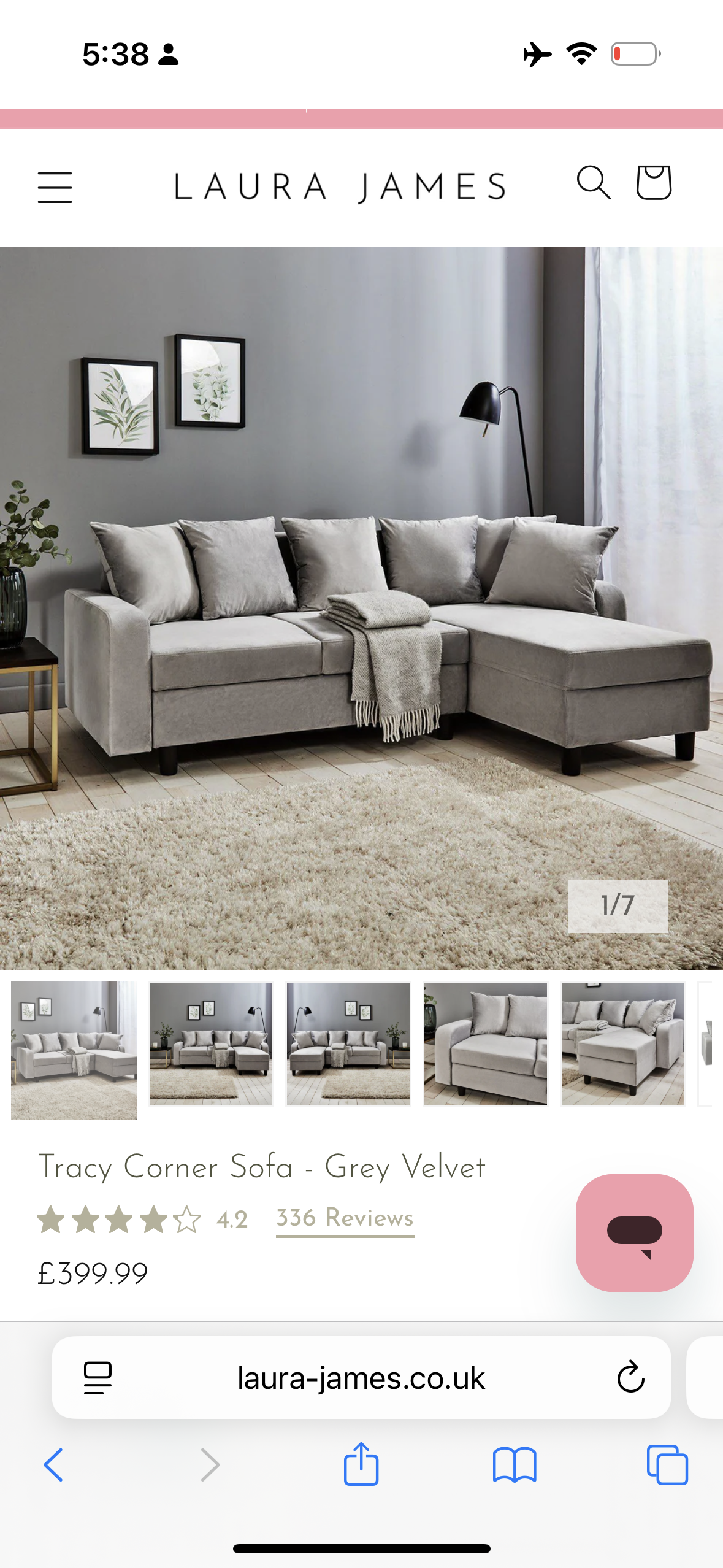 Laura james reversible grey corner sofa