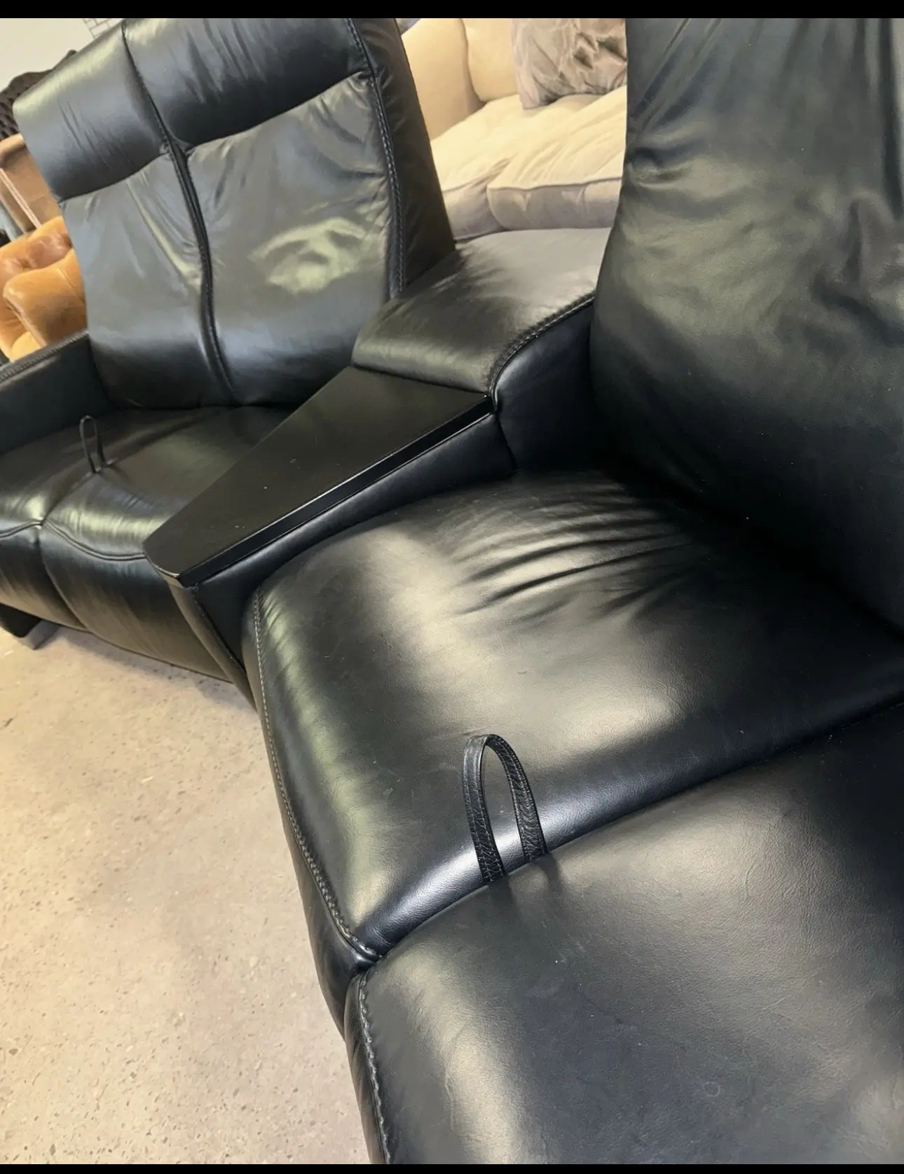 Himolla black real leather reclining cinema set four seater sofa