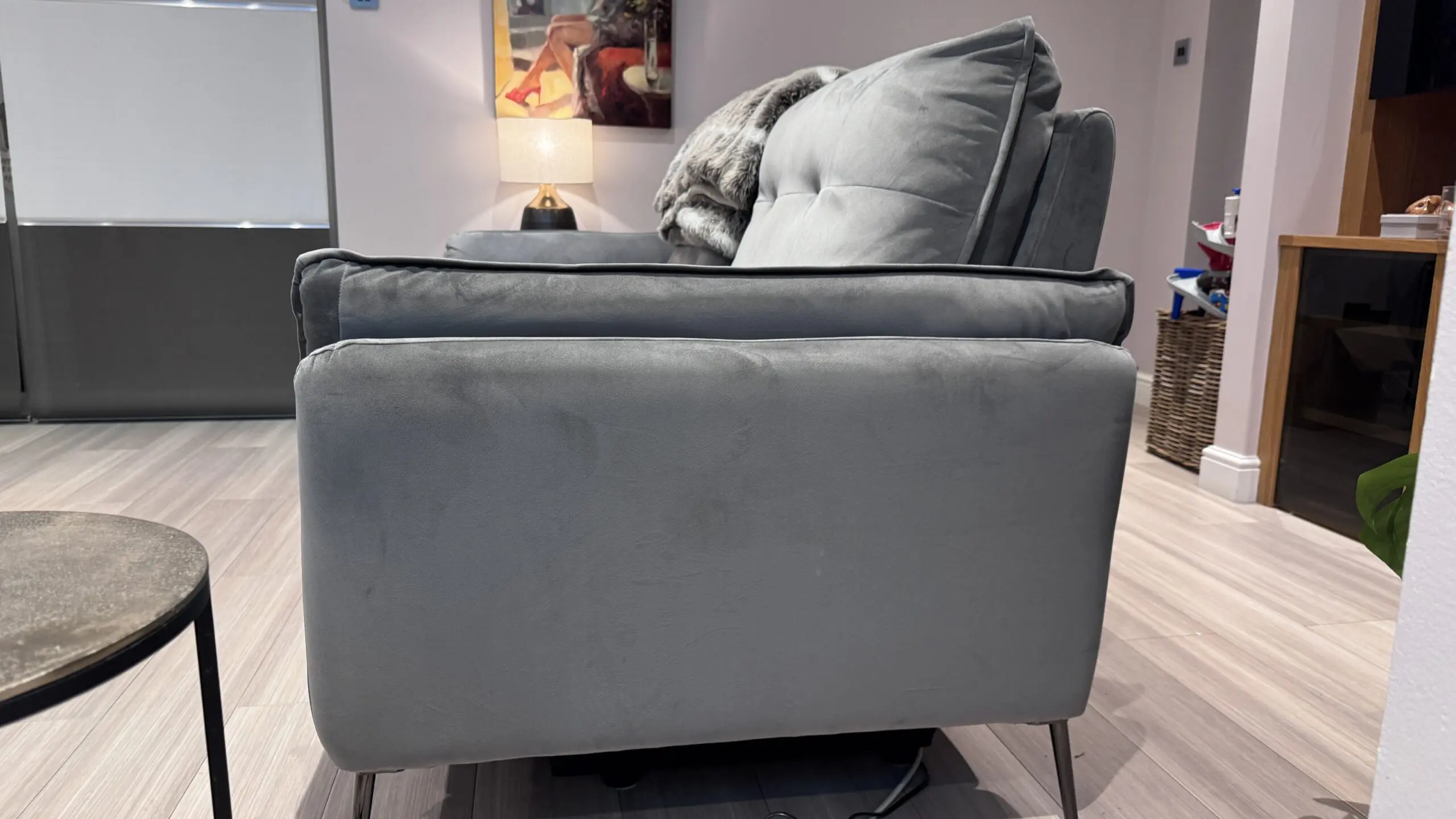 Two Large electric reclining sofas & footstool