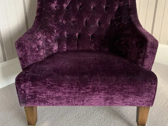 Bespoke purple velvet armchair