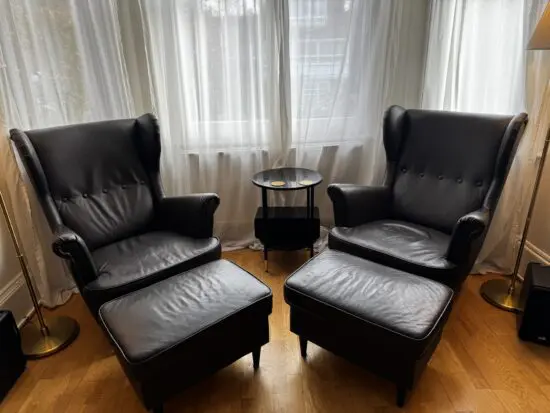 IKEA Strandmon Leather Wing Chair
