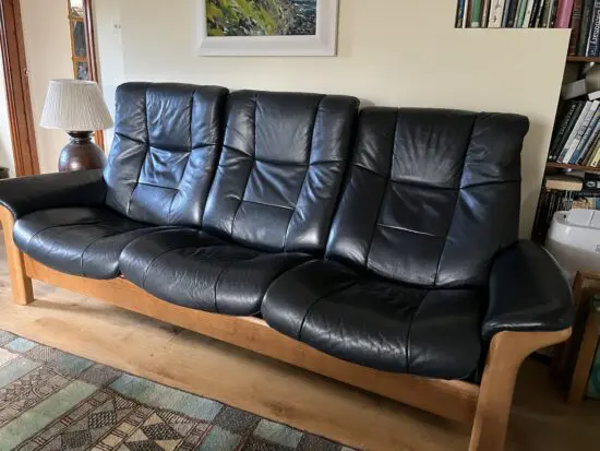 Stressless Ekornes navy leather recliner 3 Seater sofa