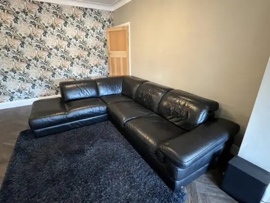 Italsofa Black Leather Corner Sofa