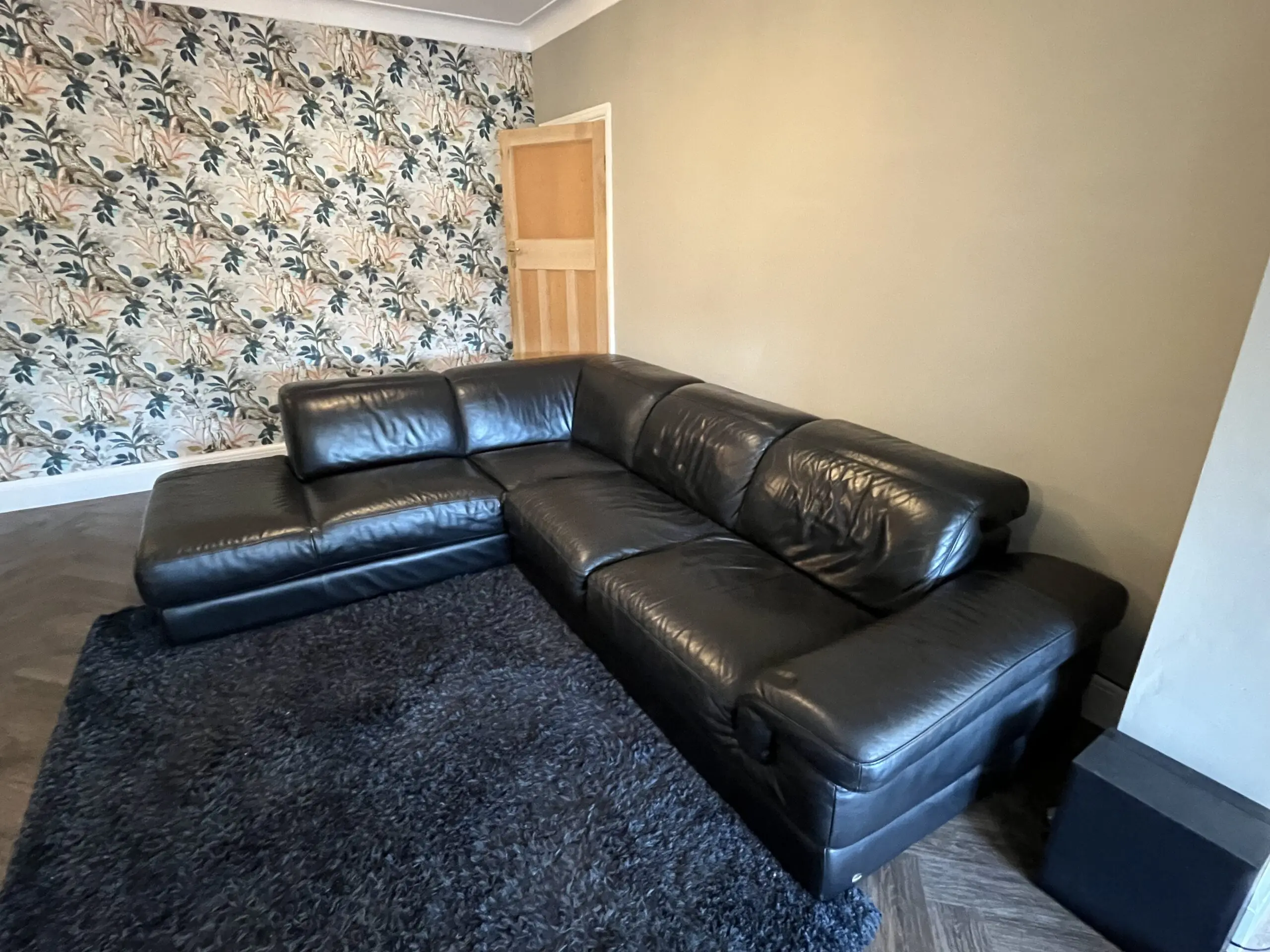 Italsofa Black Leather Corner Sofa