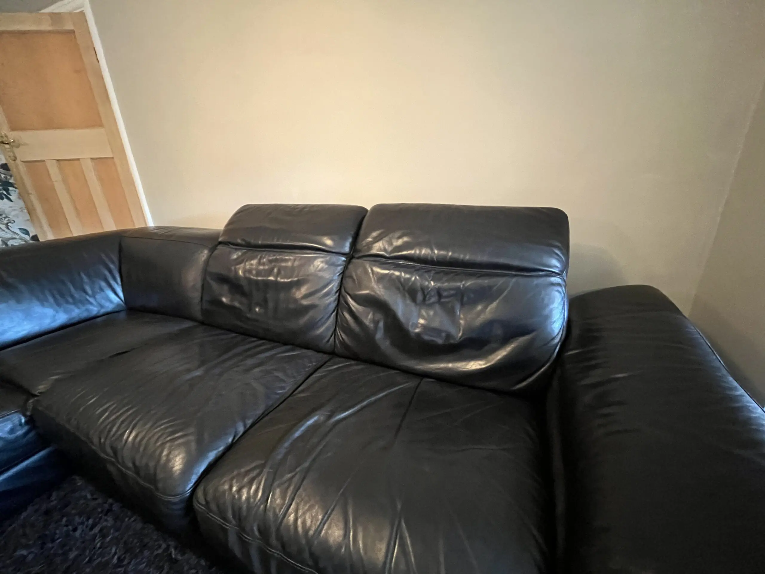Italsofa Black Leather Corner Sofa