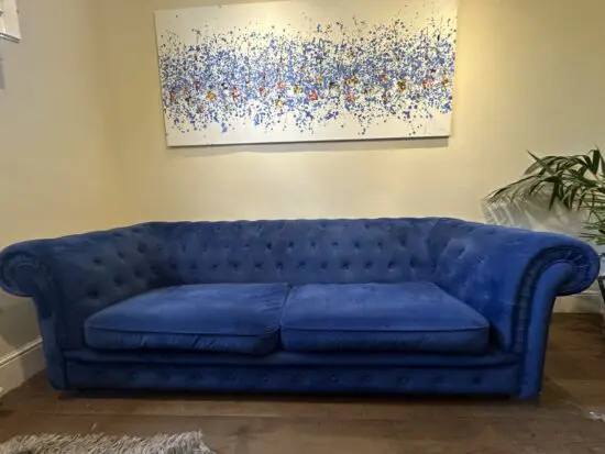 Navy blue velvet 3 seater Chesterfield sofa