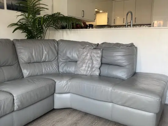 DFS GREY LEATHER SOFA