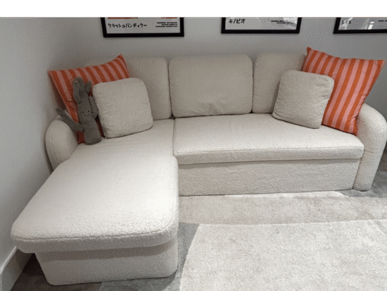 3-Seater Reversible Corner Sofa Bed in Boucle Fabric