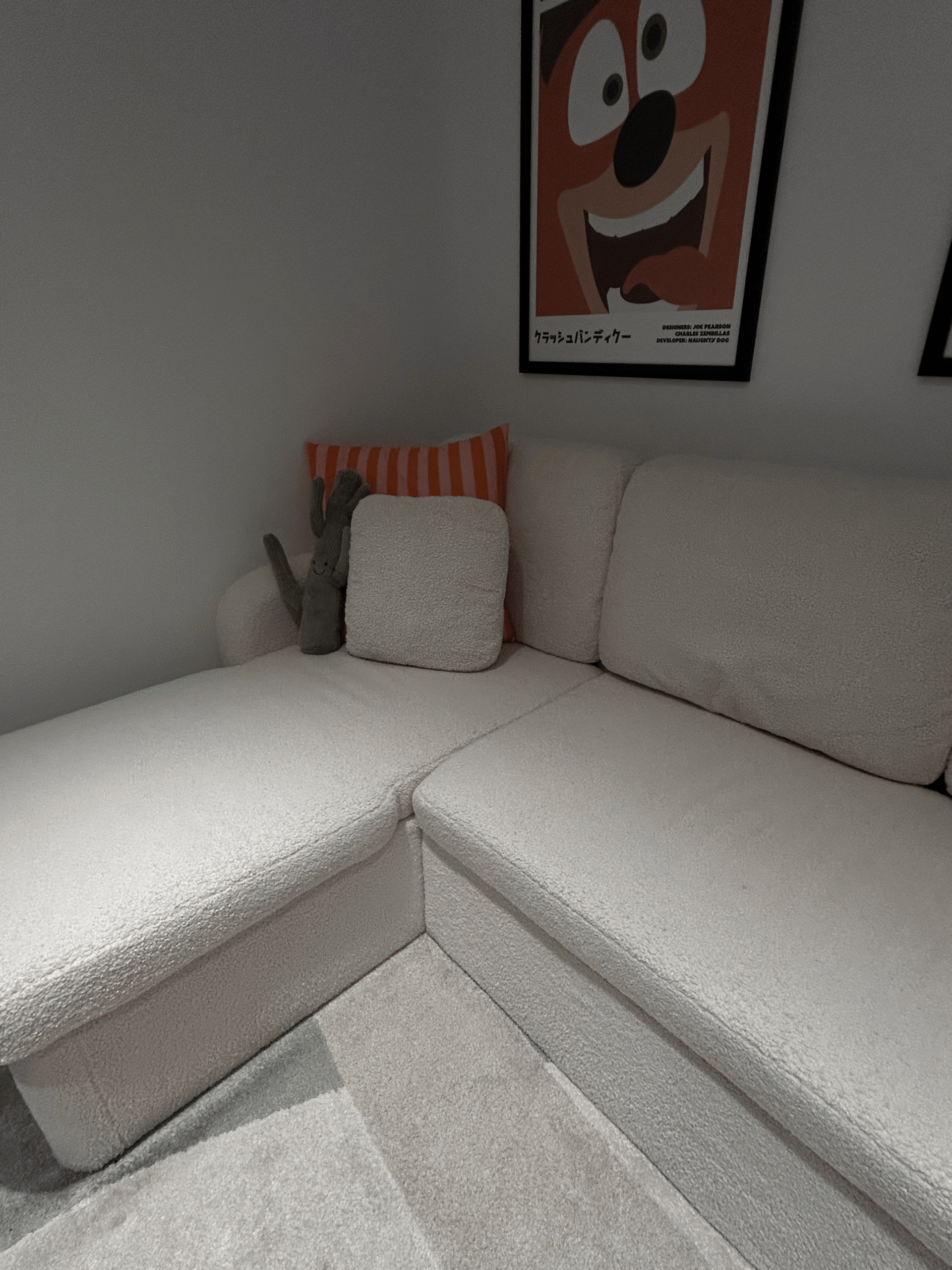 3-Seater Reversible Corner Sofa Bed in Boucle Fabric