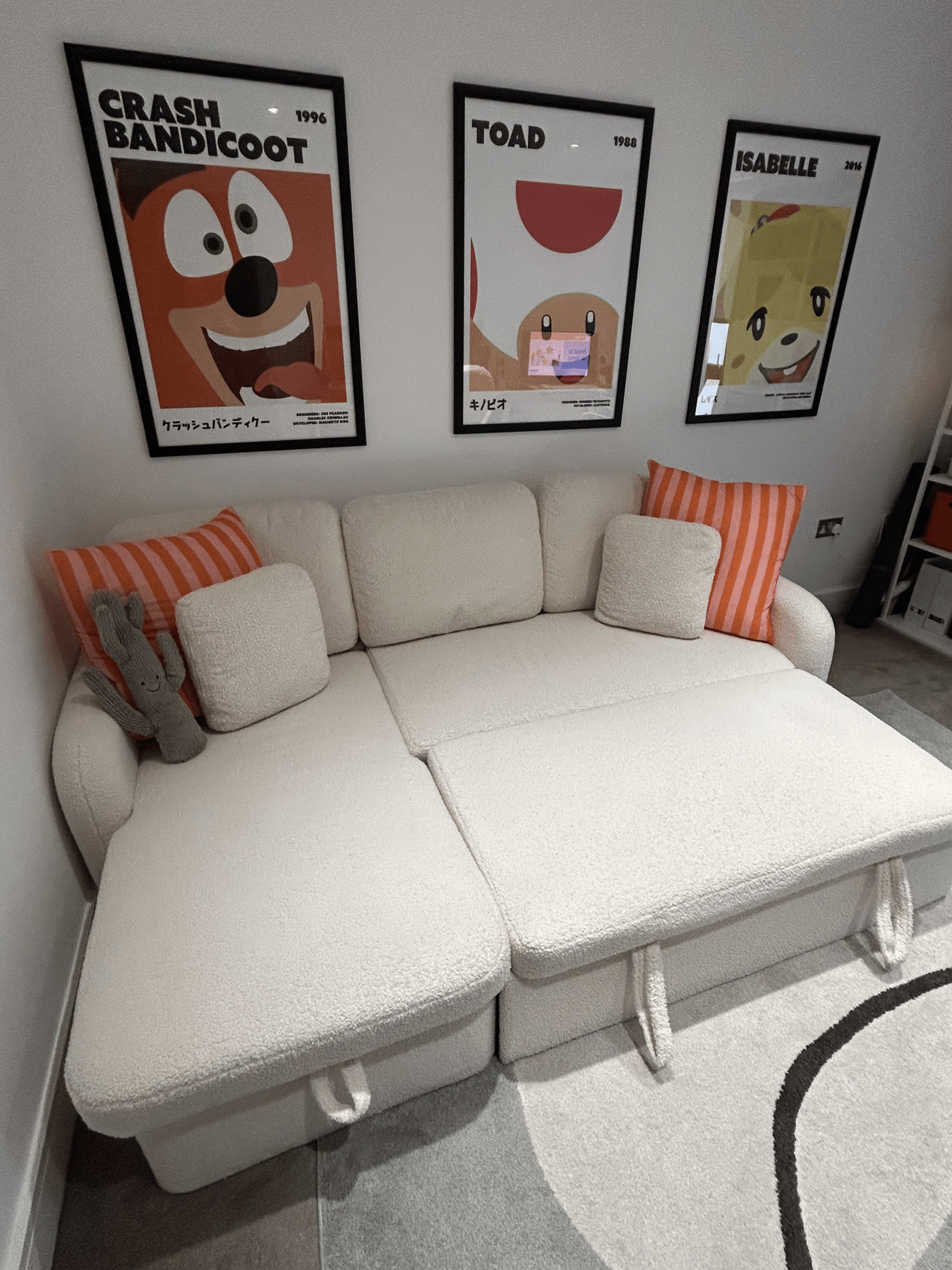 3-Seater Reversible Corner Sofa Bed in Boucle Fabric