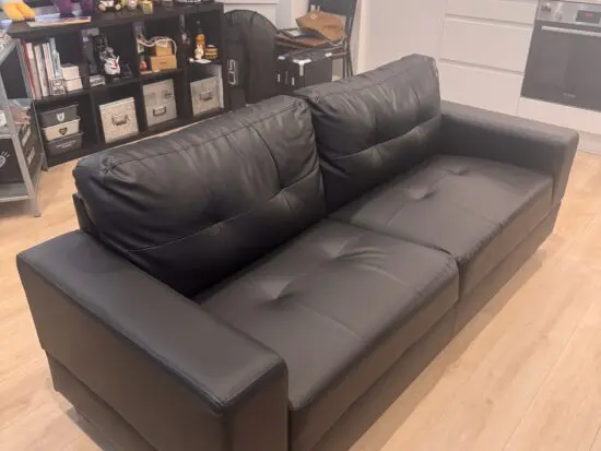 Honeypot Jerry 3 Seater Faux Leather Sofa (Black)