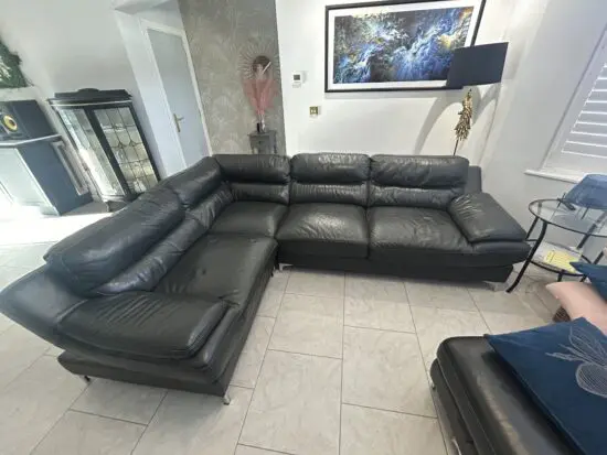 Dark brown leather sofa