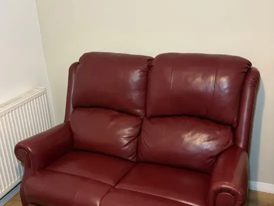 Burgundy Leather 2 Seater Sofa