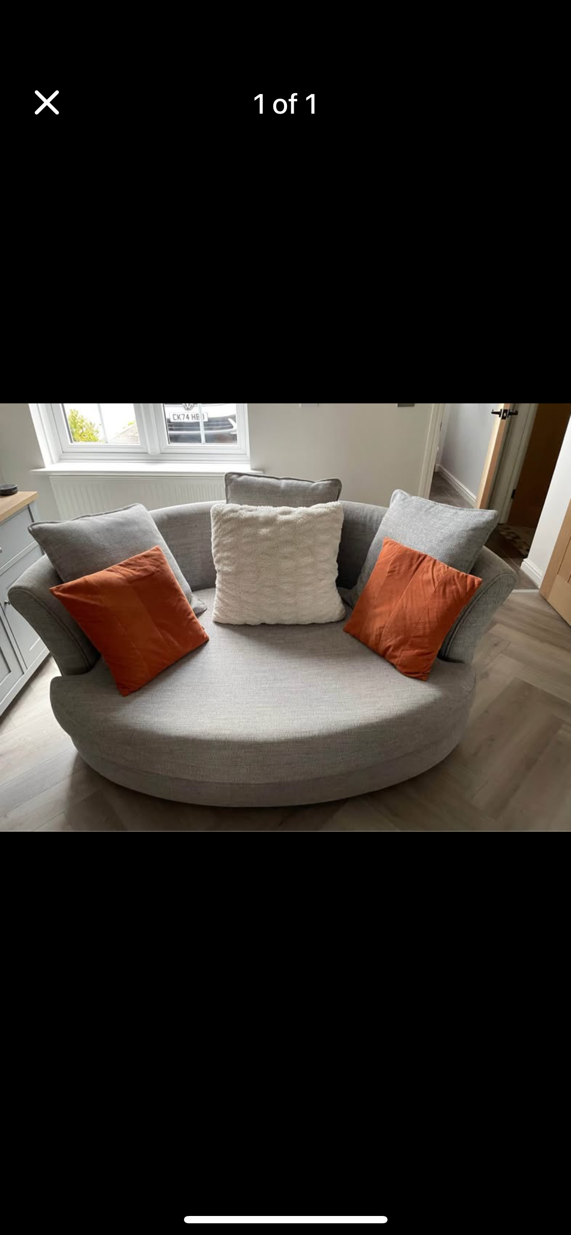 Two DFS sofas one with footstool