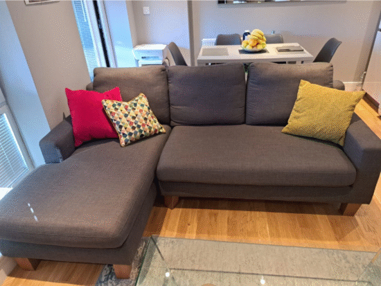 Dwell grey 3 seater L shaped sofa