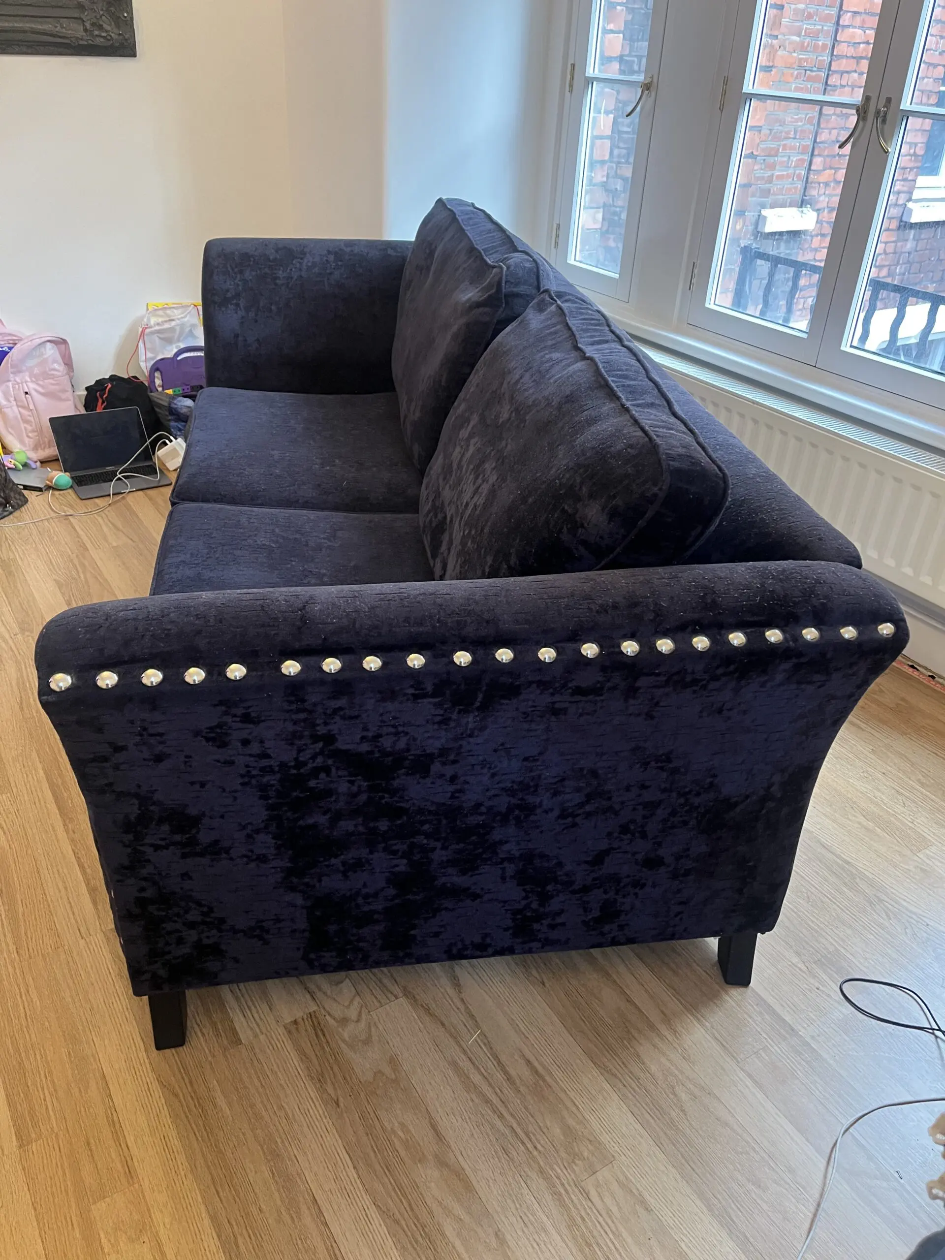 Sofology Navy Velvet 4 Sester Split Sofa