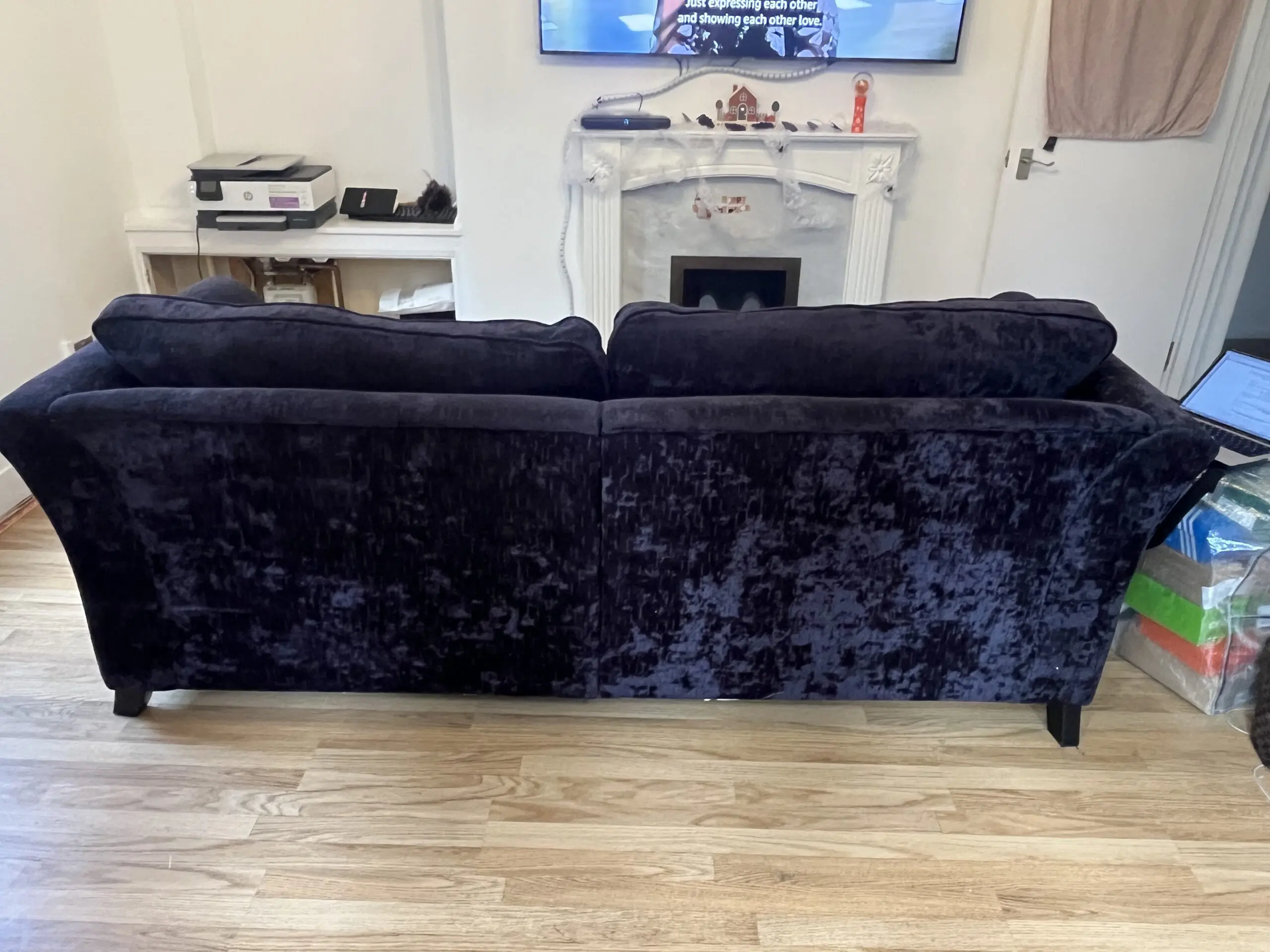 Sofology Navy Velvet 4 Sester Split Sofa