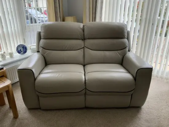 La-Z-Boy, Grey, Leather 2-Seater Reclining Sofa