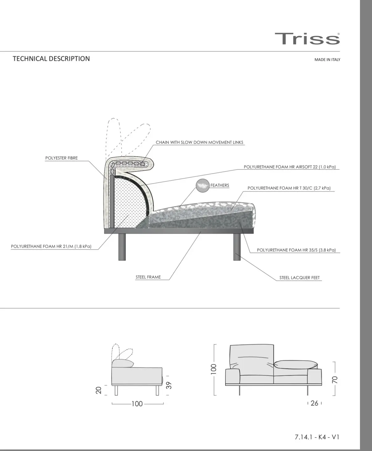 Grey Triss Bolzano Sofa set + ottoman