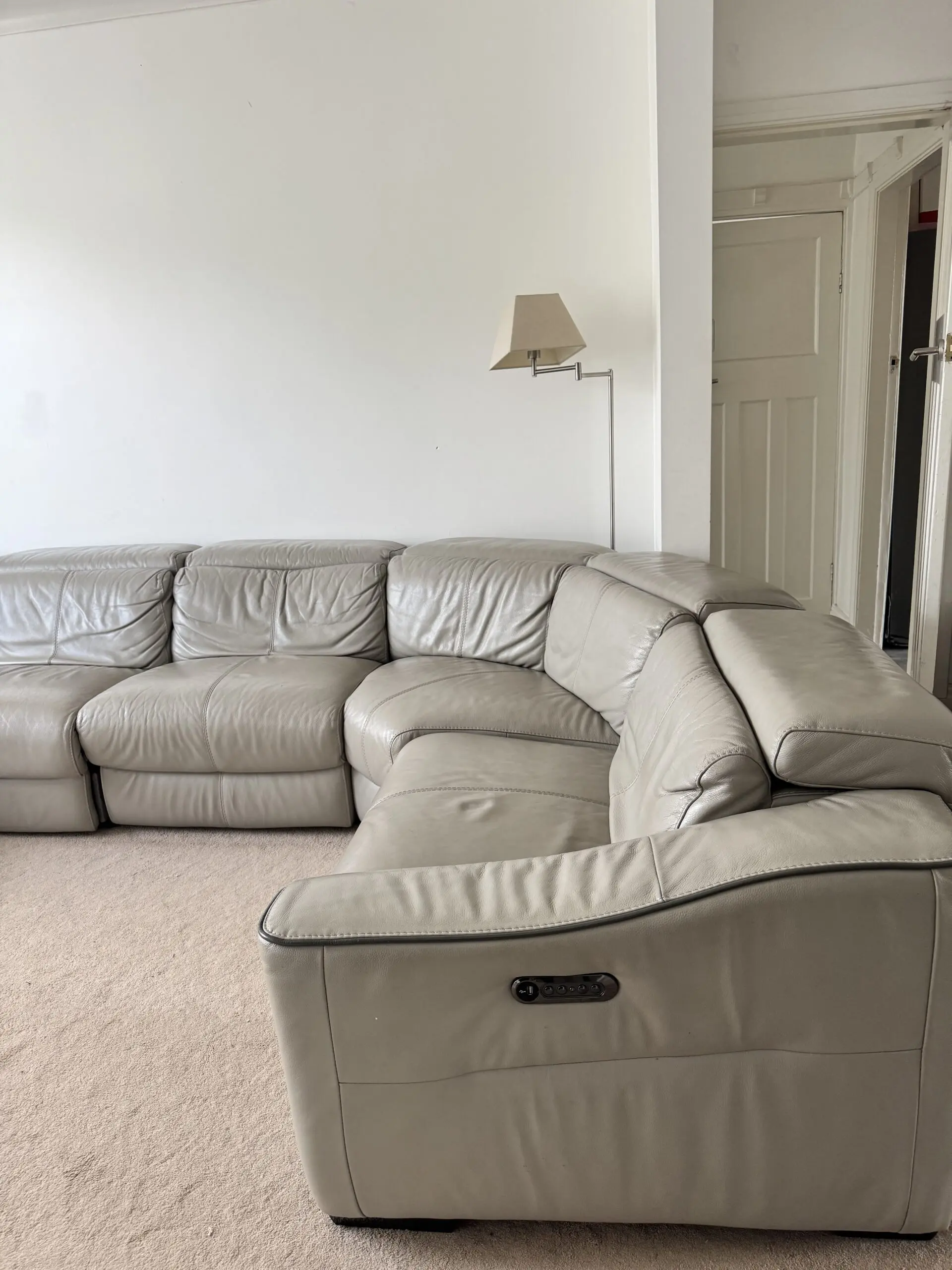 L shape leather sofa with recliner