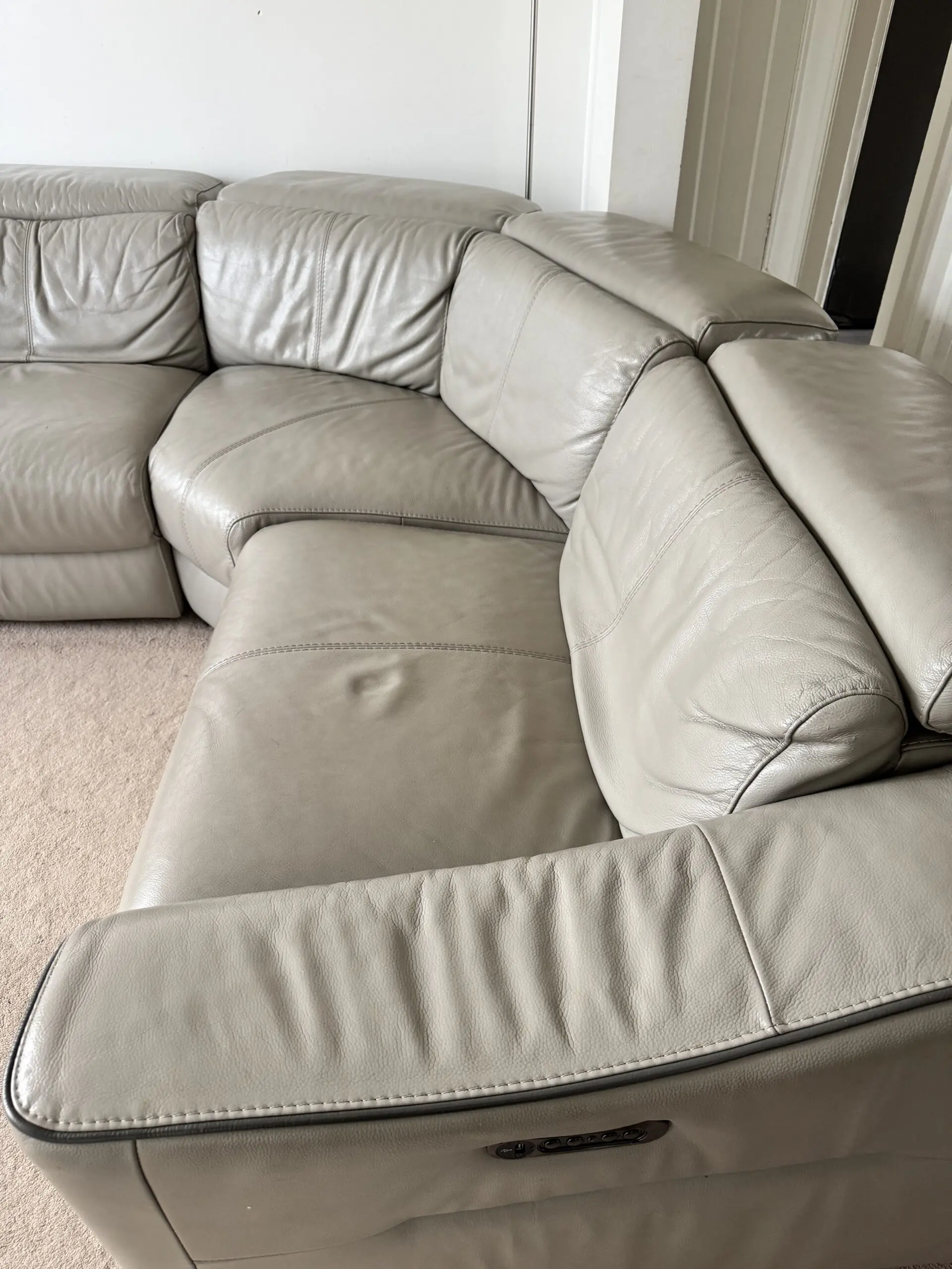L shape leather sofa with recliner