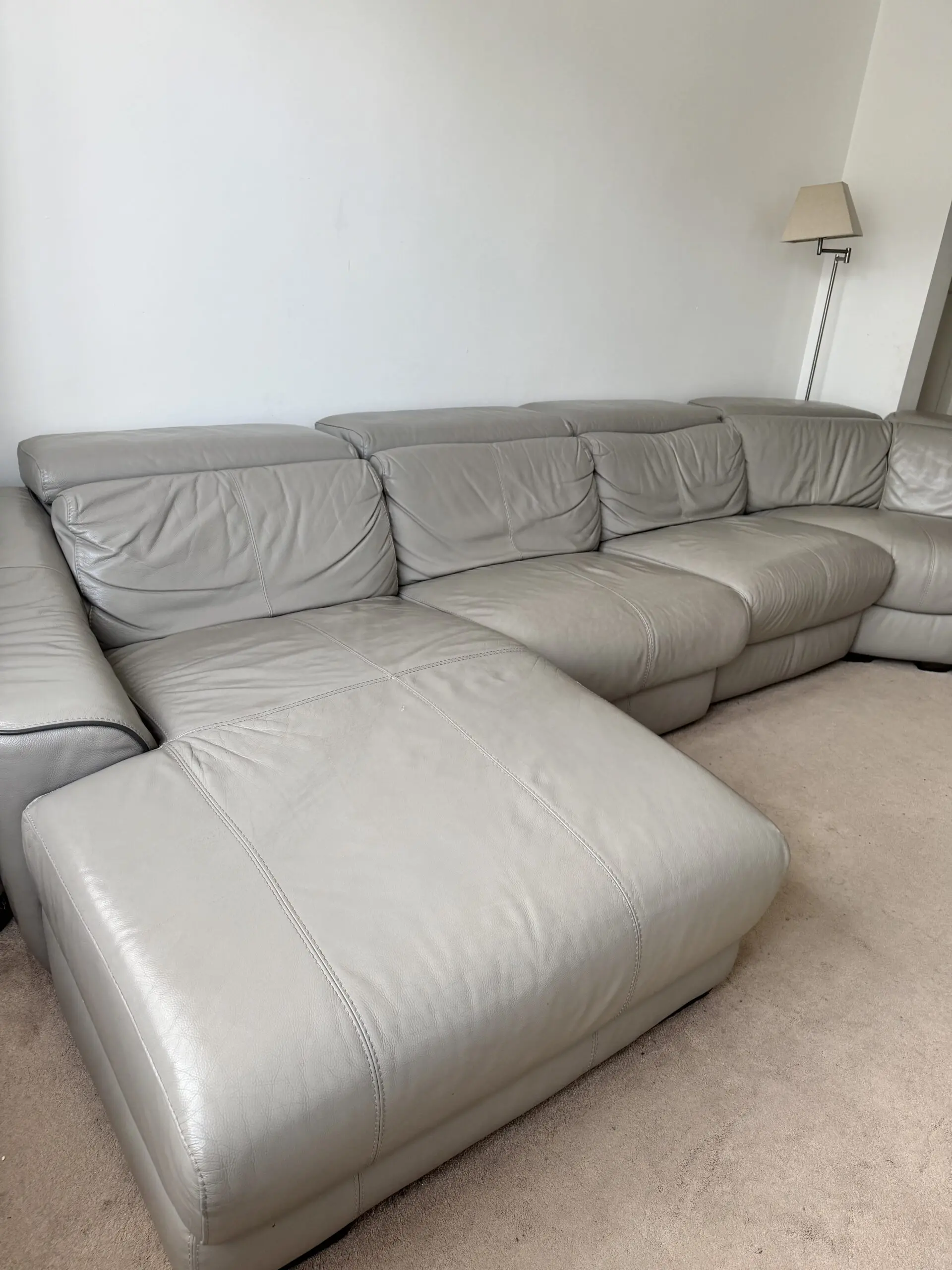 L shape leather sofa with recliner