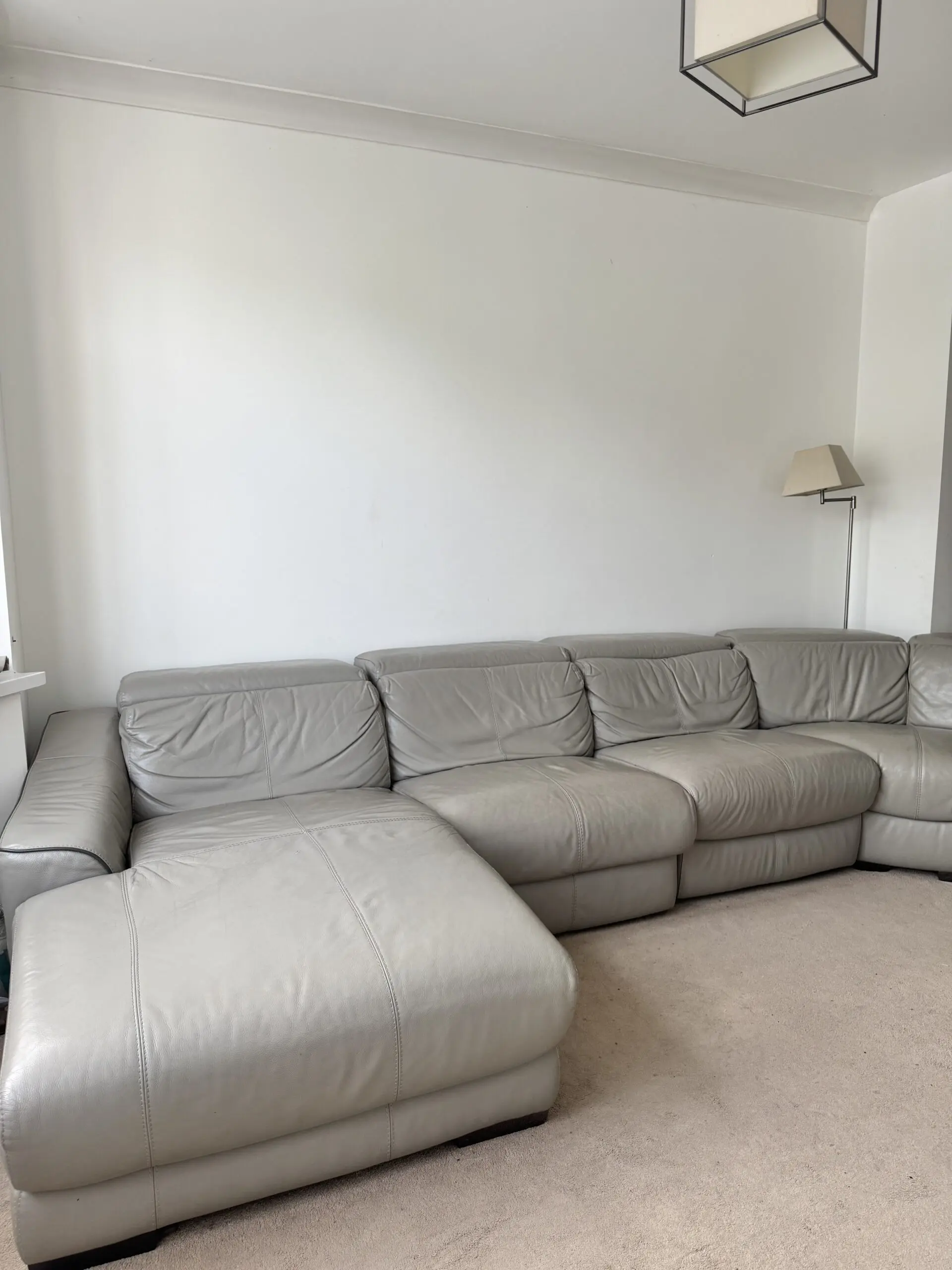 L shape leather sofa with recliner