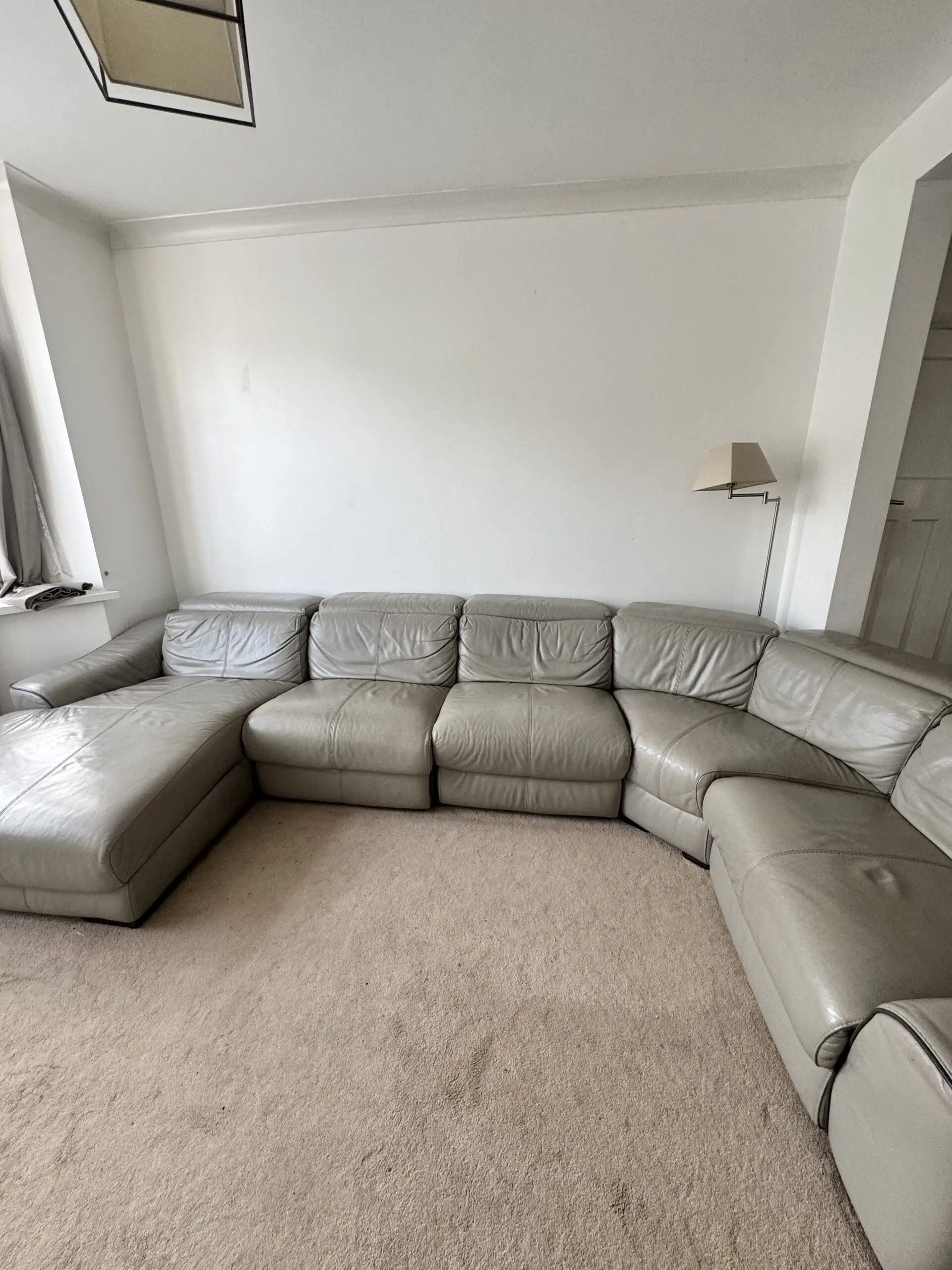 L shape leather sofa with recliner